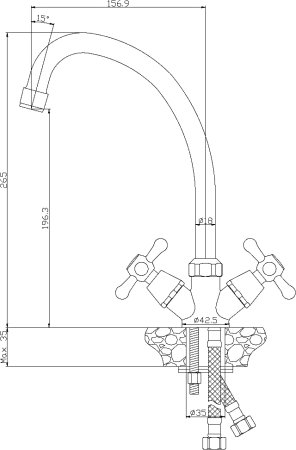 Смеситель для кухонной мойки Rossinka Y02-71-Gray , серый 