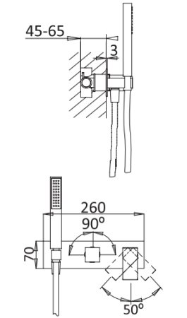 Смеситель Cezares Porta VDM2 NOP С ВНУТРЕННЕЙ ЧАСТЬЮ, для душа 