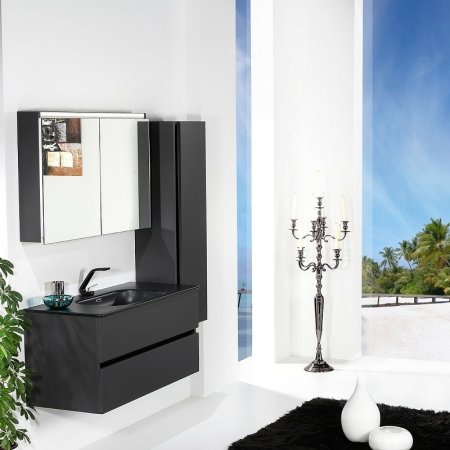 Шкаф пенал Boheme Armadi Art Vallessi 35 836-A matt подвесной Антрацит матовый 