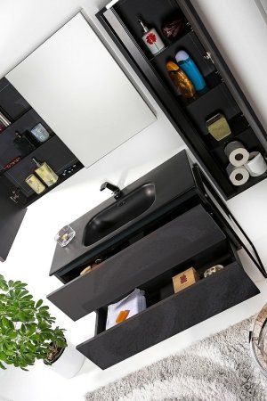 Шкаф пенал Boheme Armadi Art Vallessi 35 836-A matt подвесной Антрацит матовый 