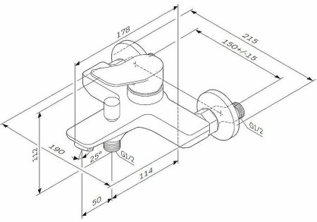 Смеситель для ванны AM.PM X-Joy F85A10000 Хром 