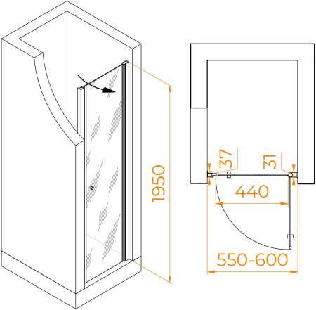 Душевая дверь Dolphin TN-03 600 