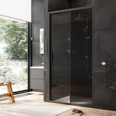 Душевая дверь AM.PM Gem Solo 110 W90G-110-1-195BG профиль Черный матовый стекло тонированное-прозрачное 