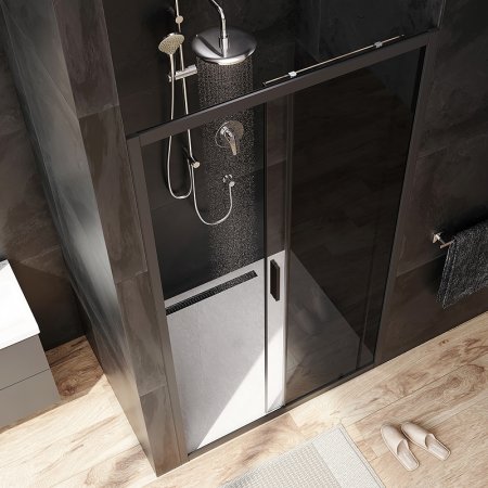 Душевая дверь AM.PM Gem Solo 110 W90G-110-1-195BG профиль Черный матовый стекло тонированное-прозрачное 