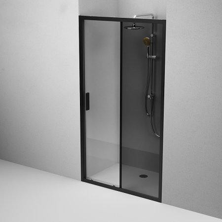 Душевая дверь AM.PM Gem Solo 110 W90G-110-1-195BG профиль Черный матовый стекло тонированное-прозрачное 