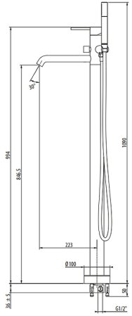Смеситель для ванны Gattoni Circle Two 9108/91C0 Хром 