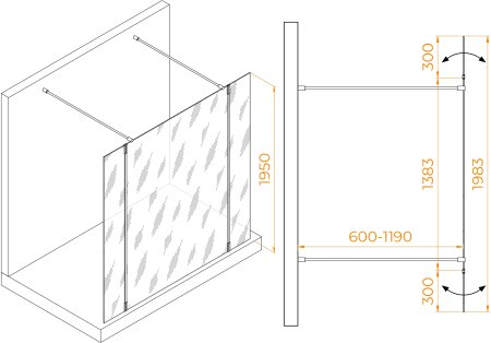 Душевая перегородка RGW WA-052 (WA-016+2Z-071) 1400 