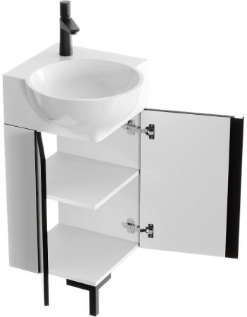 Тумба под раковину Aqwella Porto 45 POR0104WB угловая Белая Черная 