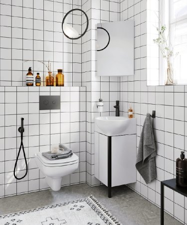 Тумба под раковину Aqwella Porto 45 POR0104WB угловая Белая Черная 