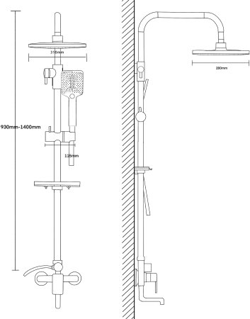 Душевая система со смесителем VODA Black (VST112Black) 