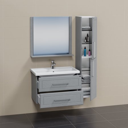 Тумба Санта Венера 80 подвесная дуб серый с умывальником Фостер 80 