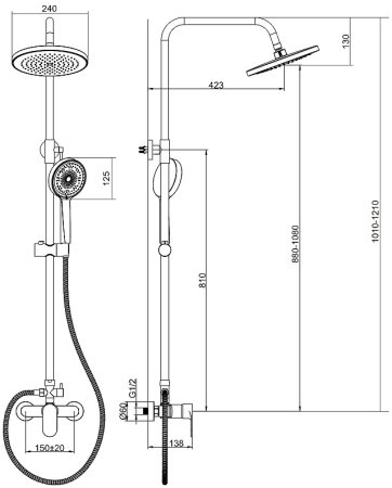 Душевая система Bond B01-8100 Хром 