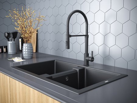 Смеситель Paulmark Halt Ha214021-401 для кухонной мойки, антрацит 