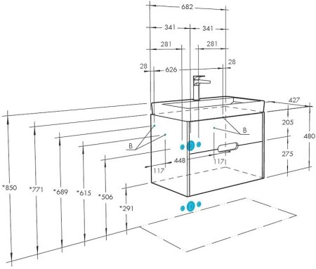 Тумба под раковину Aquaton Оливия 70 1A254301OLUG0 подвесная Грей Дуб ойстер 
