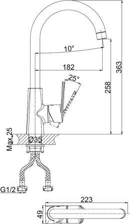 Смеситель D&K Lessing Rhein DA1322441 для кухонной мойки 