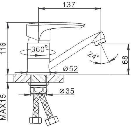 Смеситель для кухни Frap H701 F45701-B Хром 