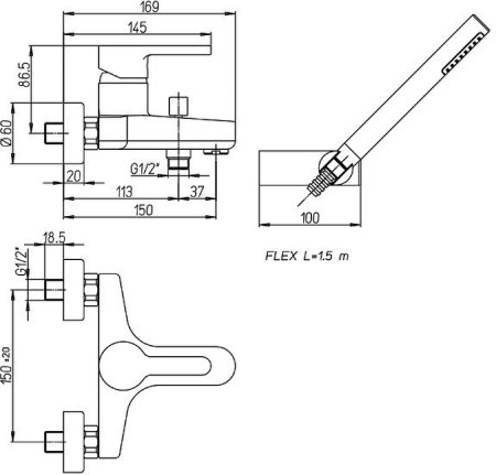 Смеситель для ванны Paini Arena 92CR105FTKM Хром 