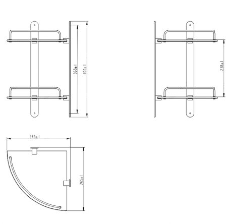 Стеклянная полка Melana MLN-SY3005 угловая Сатин 