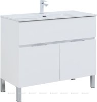 Тумба с раковиной Aquanet Алвита New 100 1 ящик, 2 дверцы, белый матовый