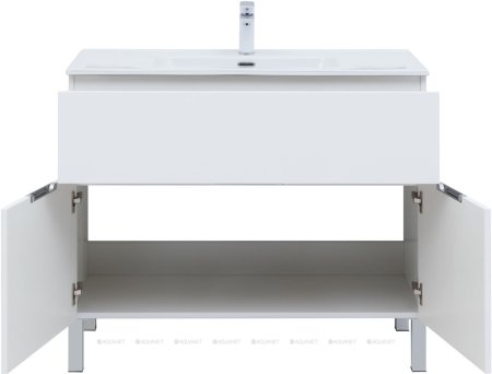 Тумба с раковиной Aquanet Алвита New 100 1 ящик, 2 дверцы, белый матовый 