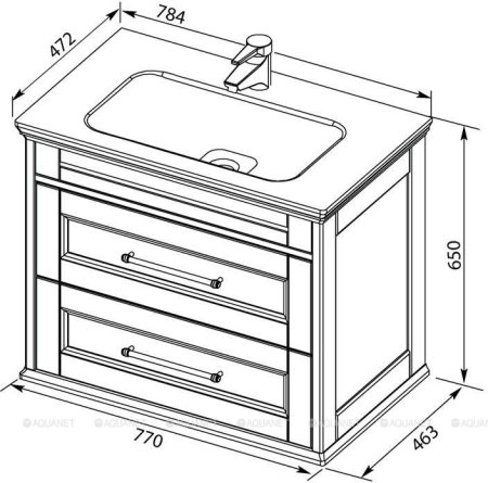 Тумба с раковиной Aquanet Бостон М 80 белый 