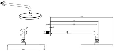 Верхний душ Aquatek AQ2080MB Черный матовый 