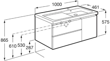 Тумба под раковину Roca Domi 100 R A857478806 подвесная Белый глянец 