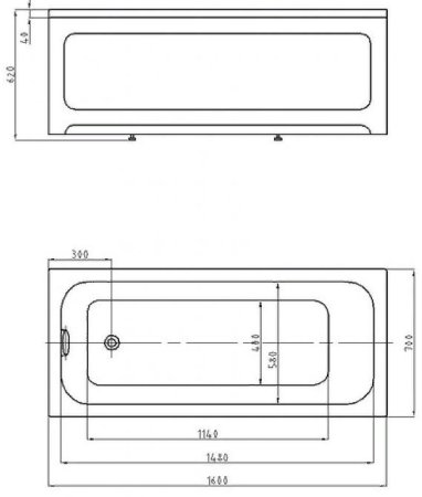 Акриловая ванна Azario Bella 160х70 AV.0020160 без гидромассажа 