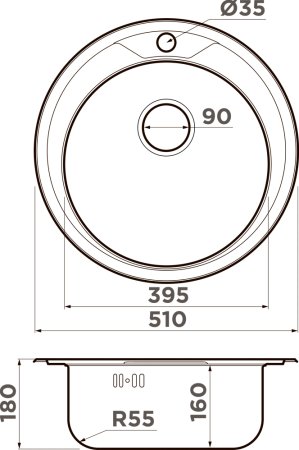 Мойка кухонная Omoikiri Asida 51-IN нержавеющая сталь 