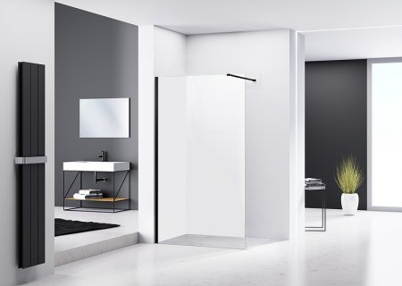 Душевая перегородка Abber AG61100B 100x200 профиль Черный стекло прозрачное 