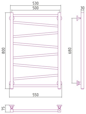 Полотенцесушитель водяной Сунержа Сирокко 800х500 мм. хром 