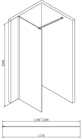 Душевая перегородка Abber AG61120B 120x200 профиль Черный стекло прозрачное 