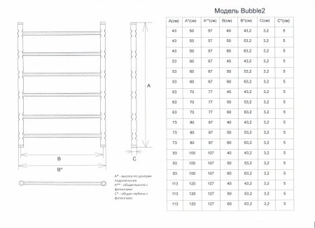 Полотенцесушитель водяной ДВИН "Bubble 2" лесенка 80/50, хром 