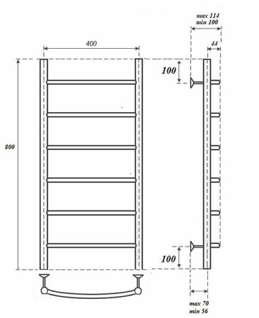 Электрический полотенцесушитель Point Афина PN04148E П6 400x800 левый/правый Хром 