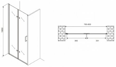 Душевая дверь Abber Zart 80 AG08080P профиль Хром стекло прозрачное 