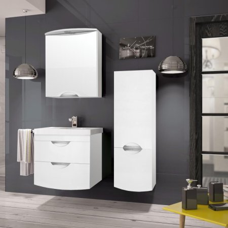 Шкаф пенал Style Line Жасмин 2 36 Люкс подвесной Белый глянец 