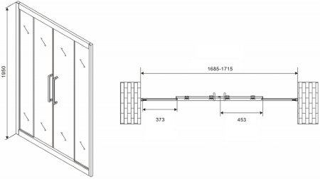 Душевая дверь Abber Schwarzer Diamant 170 AG33170H профиль Хром стекло прозрачное 
