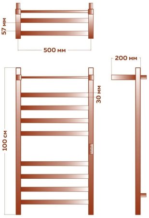 Полотенцесушитель электрический с полочкой (лесенка) Bauedge Hotel Shelf DB-0001, 50x100 см 