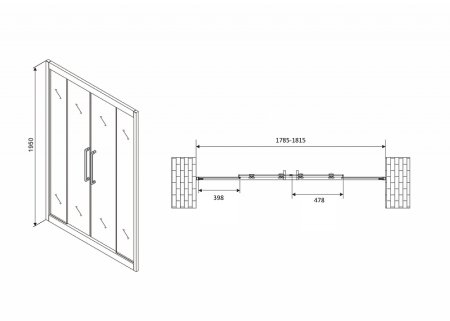 Душевая дверь Abber Schwarzer Diamant 180 AG33180BH профиль Черный стекло прозрачное 
