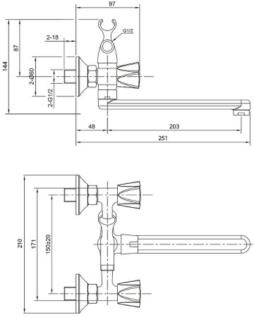 Смеситель для ванны Olive's Catalona 23251CT универсальный Хром 
