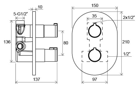 Термостат Ravak Chrome CR 063.00 для ванны с душем 