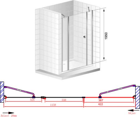 Душевая дверь в нишу Cezares Elena B13 40/60/60 C Cr 