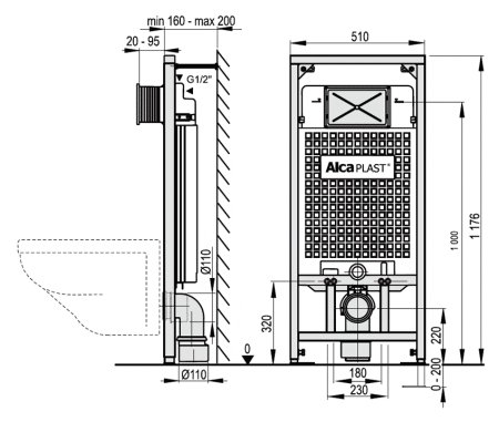 Система инсталляции для унитазов AlcaPlast Sadromodul A101/1200 