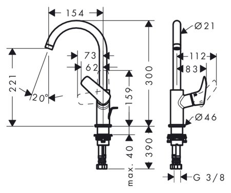 Смеситель Hansgrohe Logis 71130000 для раковины 