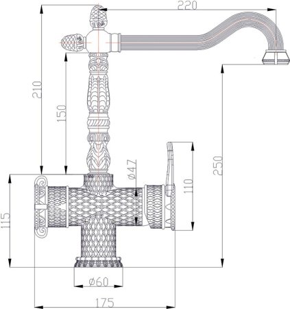 Смеситель для кухонной мойки Zorg Antic A 50 KF-BR 