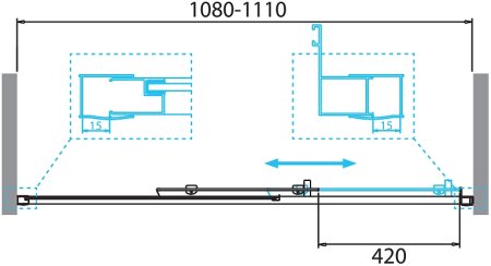 Душевая дверь BelBagno Due 110 DUE-BF-1-110-C-Cr профиль Хром стекло прозрачное 