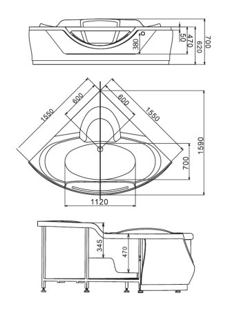Акриловая ванна Gemy G9025 II O 
