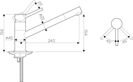 Смеситель для кухни Omoikiri AOGASHIMA-SI OAO-BN-SI-35 Нержавеющая сталь  