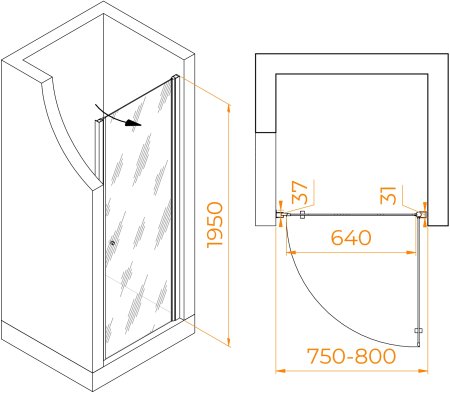 Душевая дверь Dolphin TN-03 800 