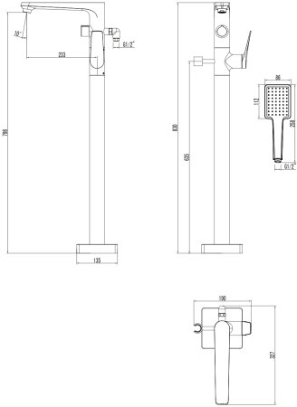 Смеситель для ванны и душа Lemark Bronx (LM3744BL) 
